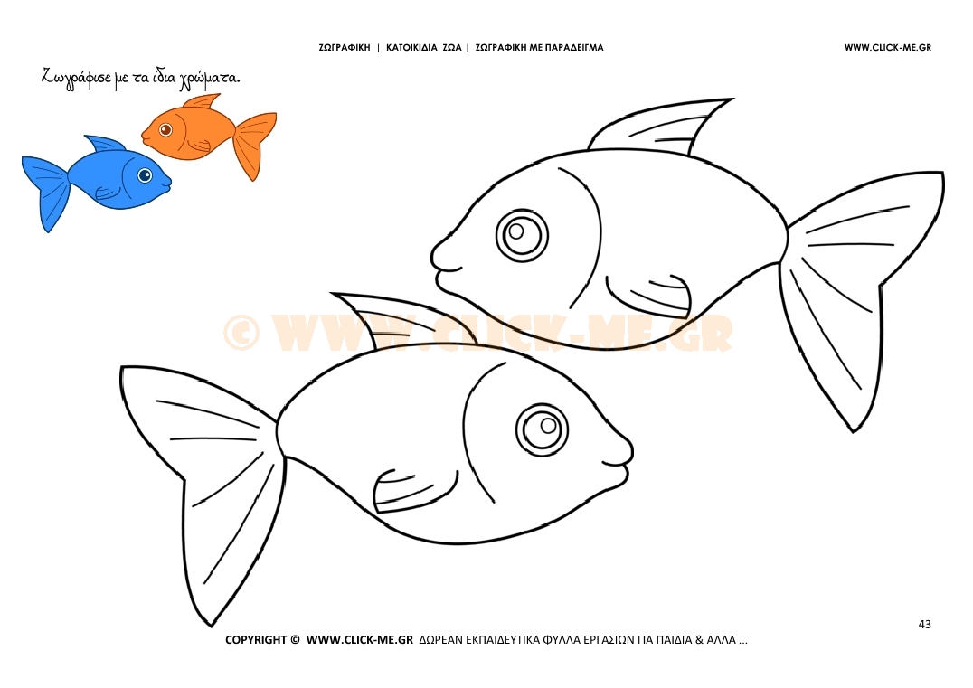 Ψάρια - Ζωγραφική με έγχρωμο δείγμα Ψάρια